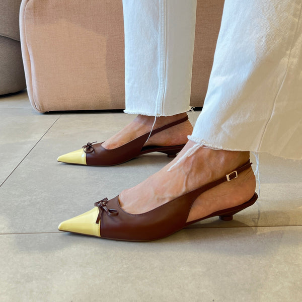 Scarpin Clotilde Marrom/Amarelo
