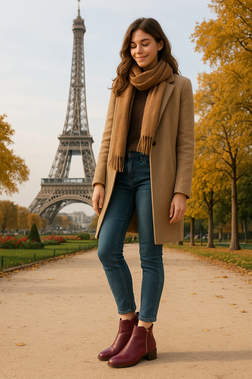 Botas Mirela Vinho com salto 4cm e detalhe de zíper dourado